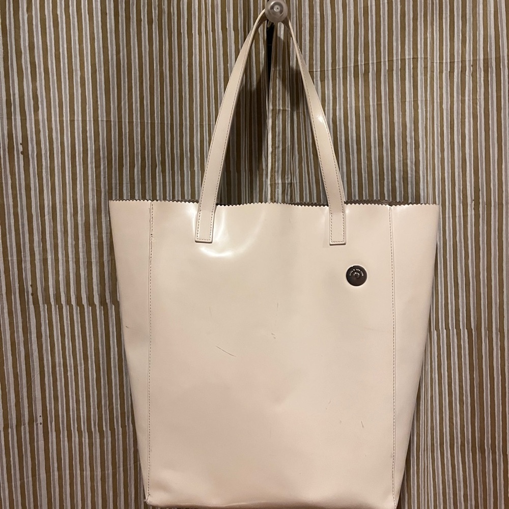 Kara off white real leather shopper tote